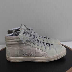 P448 Shoes Women US 8-8.5 39 High Top Metallic Glitter Side Zip Casual Sneaker‎